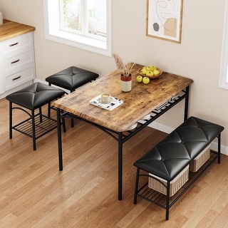 Kitchen Table Set with Bench and Stools, Dining Table Set for 4 with ...